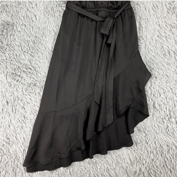 Express Asymmetric Hem Dress Women's Sz M Black Halter Ruffle Whimsigoth - Picture 8 of 11